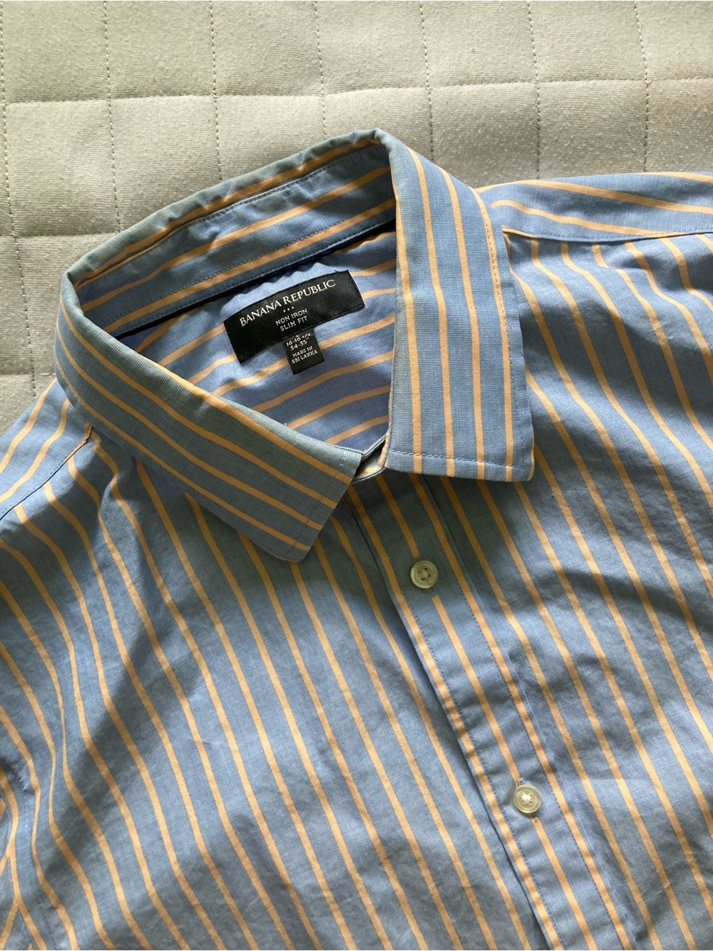 Banana Republic Men’s Blue and Yellow Stripe Dress Shirt